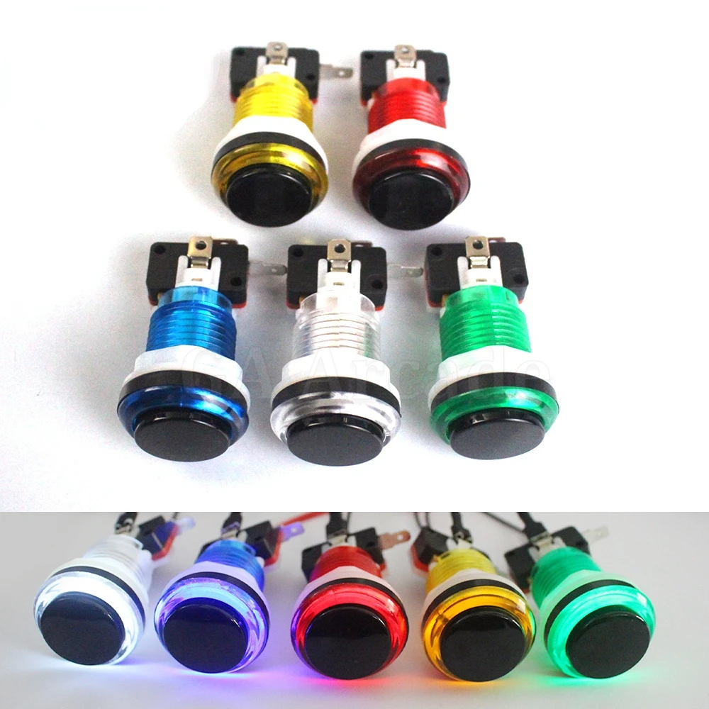 Coperchio Nero A Pulsante Trasparente Da 28Mm Con Microinterruttore A Lampada A Led 12V/ 5V Per Videogiochi Da Combattimento Arcade Scatola Pandora