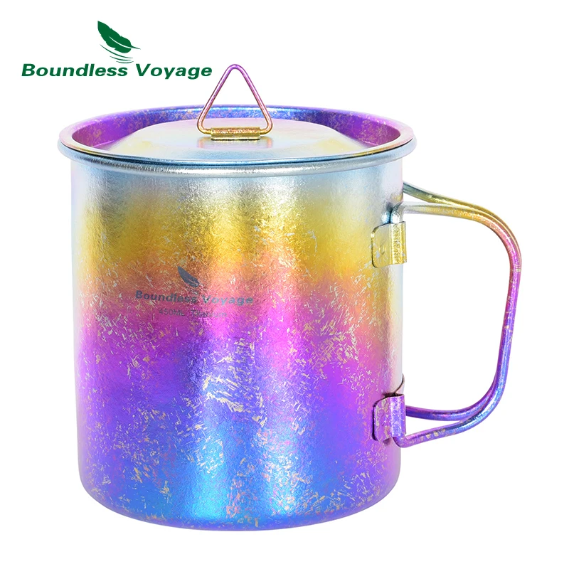 

Boundless Voyage Ultralight Titanium Cup with Lid Outdoor Camping Folding Water Tea Coffee Cup Colourful Teacup 15oz Ti3055D