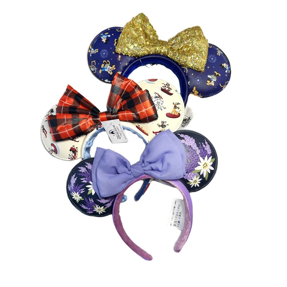 2024 Disney Minnie Mouse Ear Headband New Holiday Christmas Snowman Headdress Cosplay for Adults Kids Hair Accessories