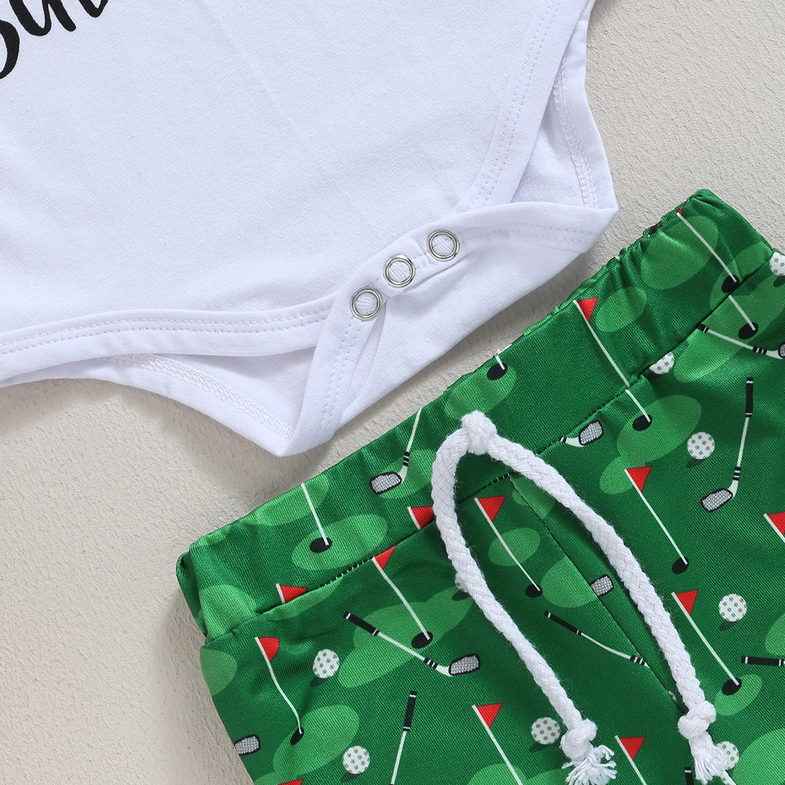 3PCS Baby Romper & Green Pants Set 4
