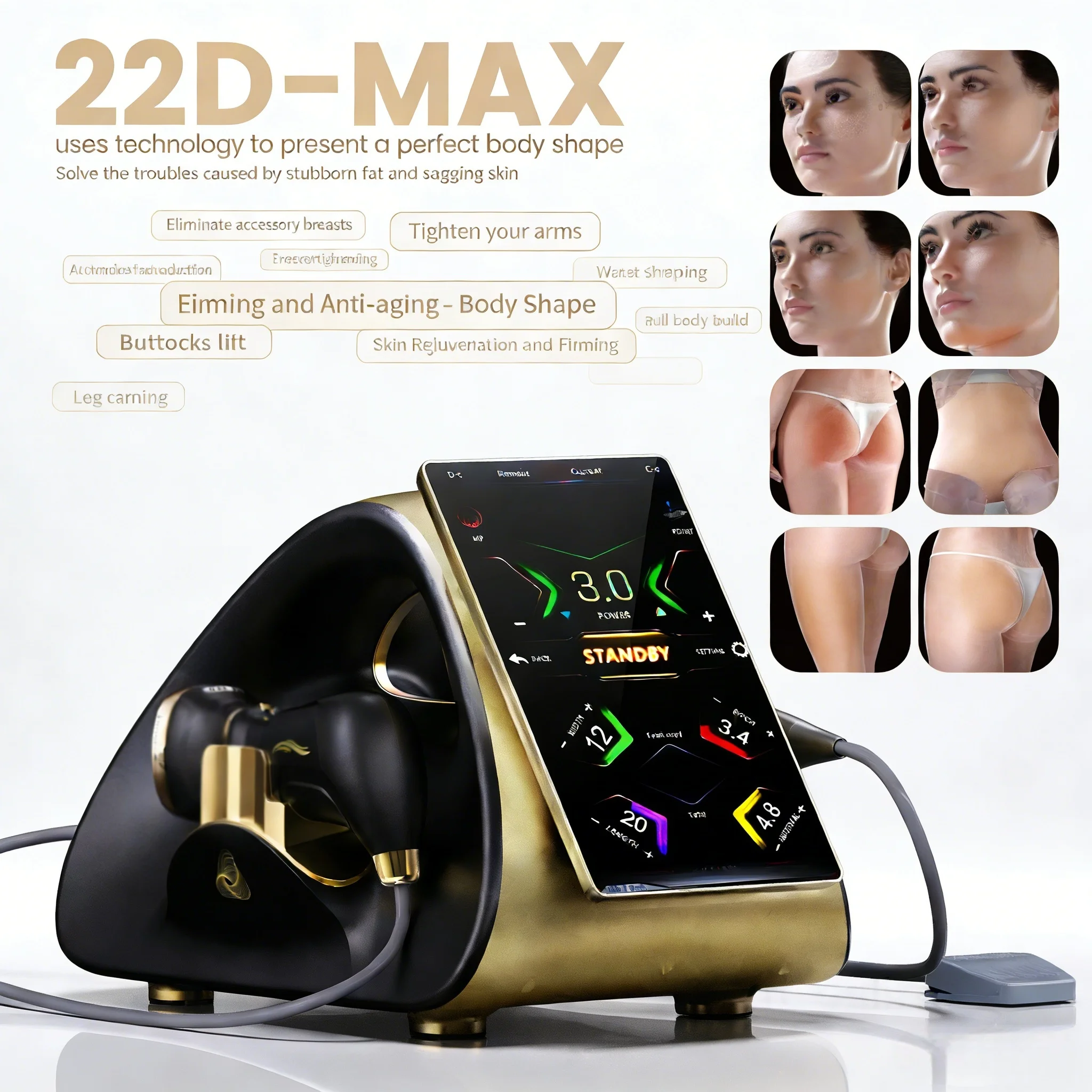 El Equipo de Belleza HIFU 22D MAX Más Popular para Reafirmar el Rostro, Adelgazar y Reducir la Grasa, Último Modelo