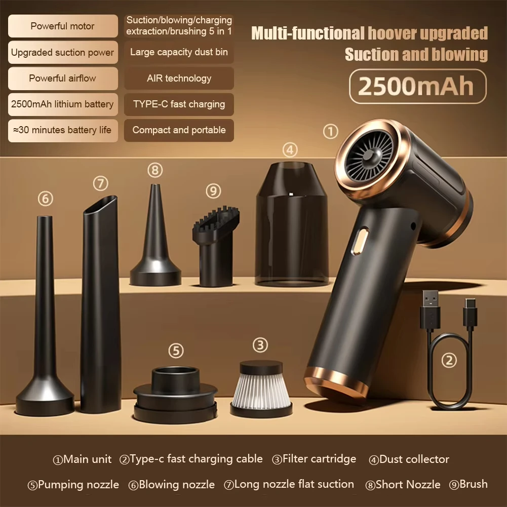 Xiaomi 5-in-1 Car Vacuum Car Vacuum Cleaner Portable Mini Cordless 45000pa Powerful Suction Machine For Home