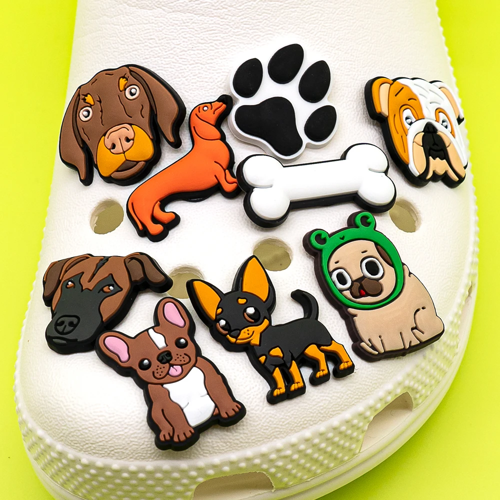 Shoe Charms 1pcs PVC Dog Dachshund Corgi Paw Decorations Accessories Pins for Women Men Kids Gift Bulldog Clog Buckles