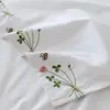 Pure White Bedding Sheet Floral Embroidery Flat Sheets 100% Cotton Bedding Luxury Bedspread Home Textiles Queen King Size 3