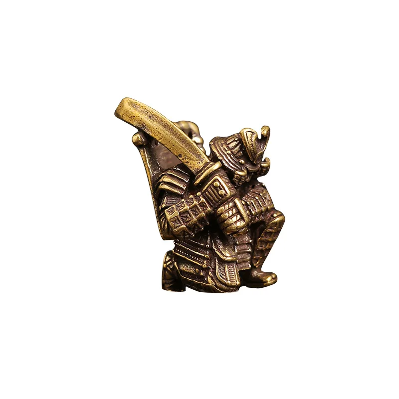 

Brass Samurai Miniatures Figurines Knife Bead Handmade Woven Lanyard DIY Keychain Pendant Jewelry EDC Paracord Hangings