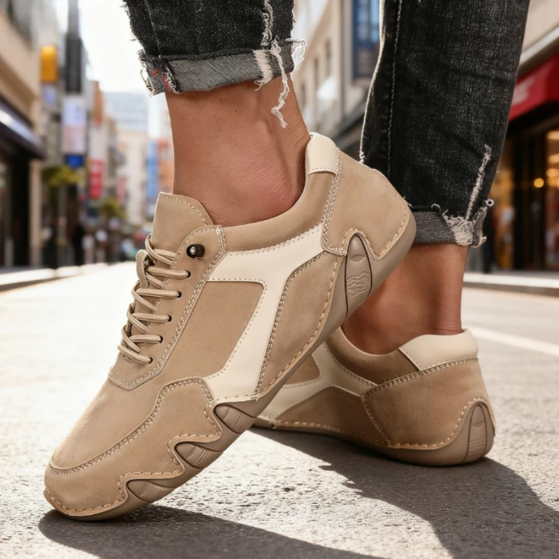 Ankle Boots for Men Spring Autumn Causal Non Slip Flat Loafers Fashion High Quality British Chelsea Men Handmade Leather Shoes