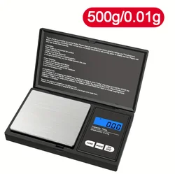 High Precision Mini Digital Pocket Scale - 500g Capacity for Jewelry and Kitchen Use (500g 0.01g)