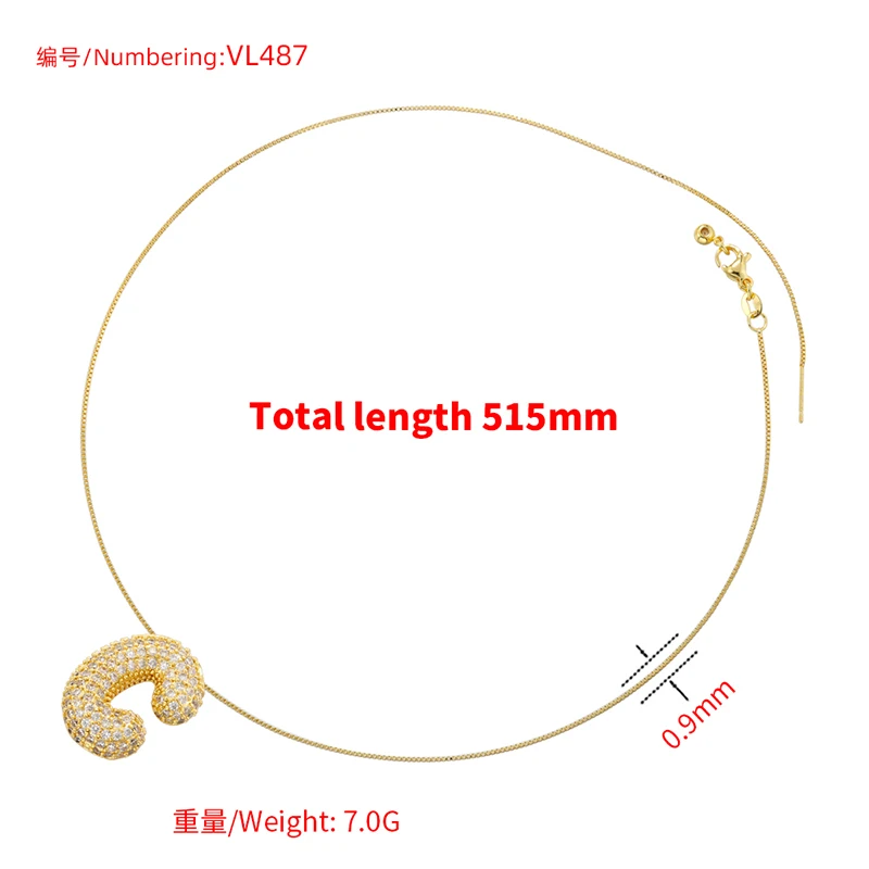 Zirconia A-Z letters necklace chain necklace
