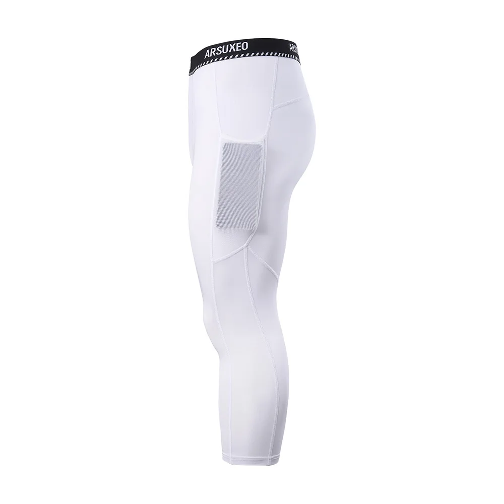 Sports Leggings Compression Pants ARSUXEO Men's 3/4 Sports Compression Tights Base Layer Running Tights GYM Fitness Active Training Exercise Pants K75