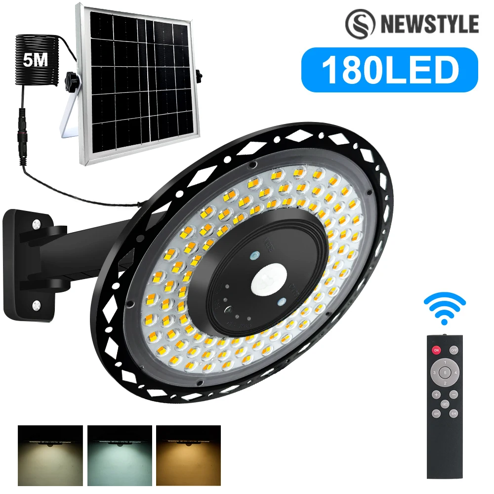 

Solar Shed Light Indoor Outdoor 5 Modes 180LED Waterproof Motion Sensor Solar Wall Light With Remote For Barn Gazebo Yard Garage