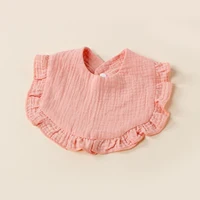 Offre spéciale enfants bavoir ensemble coton mousseline enfant en bas âge bébé confort salive couleur Dorp forme serviette solide avec bouton enfant bavoirs 5