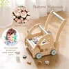 Kids Wooden Walker Montessori Toy Car Learning Children's Simulated Shopping  For 3 Year Babies Car Toddler Trolley Wagon Gifts 2