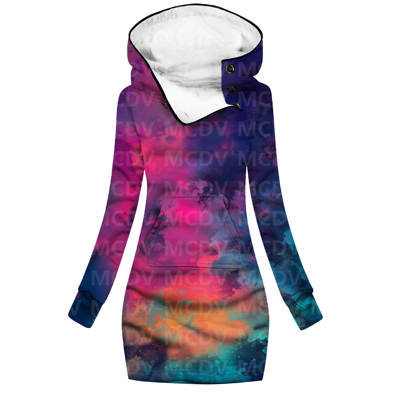 Galaxy 3D Printed Hoodie Dress Novelty Hoodies Women Casual Long Sleeve Hooded Pullover Tracksuit