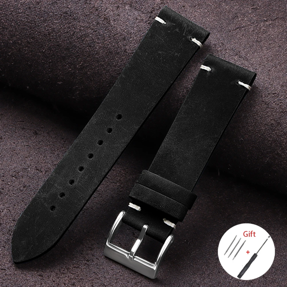 Premium Oil Wax Leather Watch Band - Classic Strap