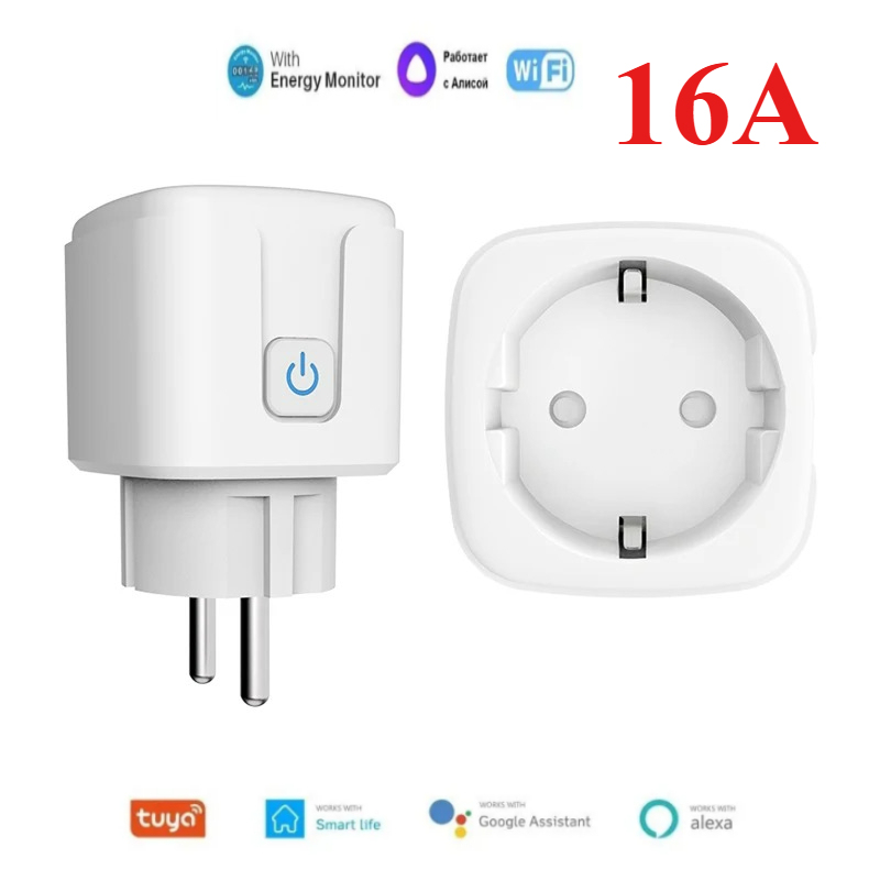 Tuya Smart Socket 16A  EU AU UK US Smart Plug with Power Monitoring Timing Function Work with Alexa GoogleHome