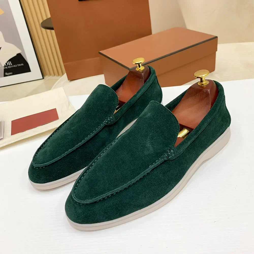 Loafers New Spring and Autumn Suede Leather Flat Genuine Leather Men Walking Shoes Lazy Soft Bottom Casual Shoes big size