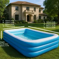Piscine gonflable rectangulaire pour usage domestique, fabriquée en PVC durable, idéale pour les rassemblements familiaux, les fêtes d'été et les loisirs en plein air. 3