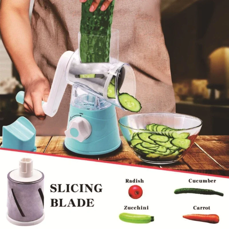 Home Use Hand-Crank Multi-Function Vegetable Slicer and Cheese Grater Rotary Handheld Grater