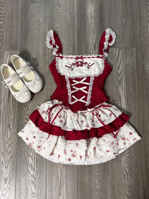 Japanese Sweet Preppy Style 2 Piece Set Women Kawaii Lace Patchwork Bow Tops + Y2k Plaid Mini Skirt Elegant Fashion Outifits New - Image 19