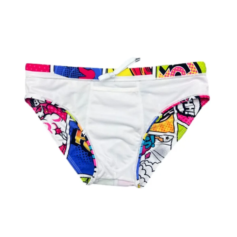 Summer Cartoon Comics Print swimwear Beach Sexy Low Wait Swimming Briefs Surf Beach Boxer shorts Jammer Surfing Trunks Swimsuit