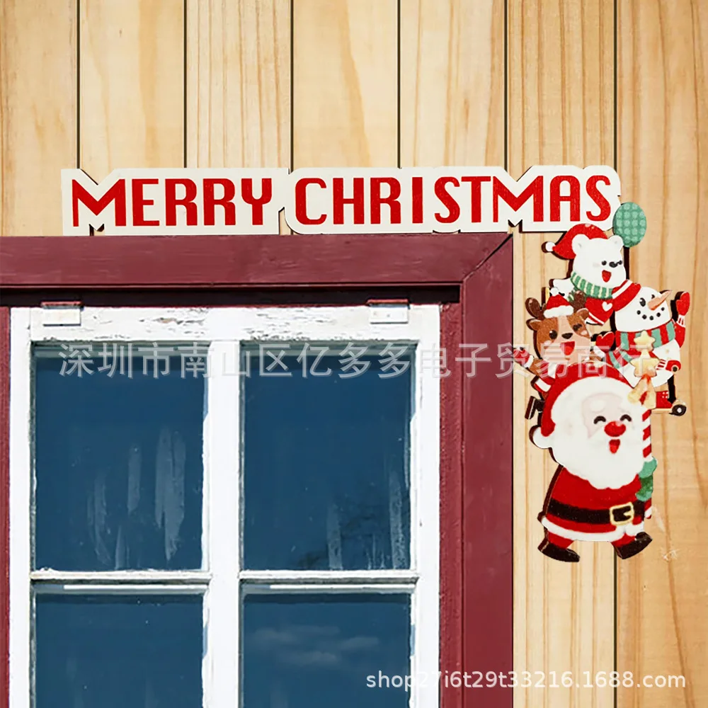 Décoration De Cadre De Porte De Noël, Père Noël, élan En Bois