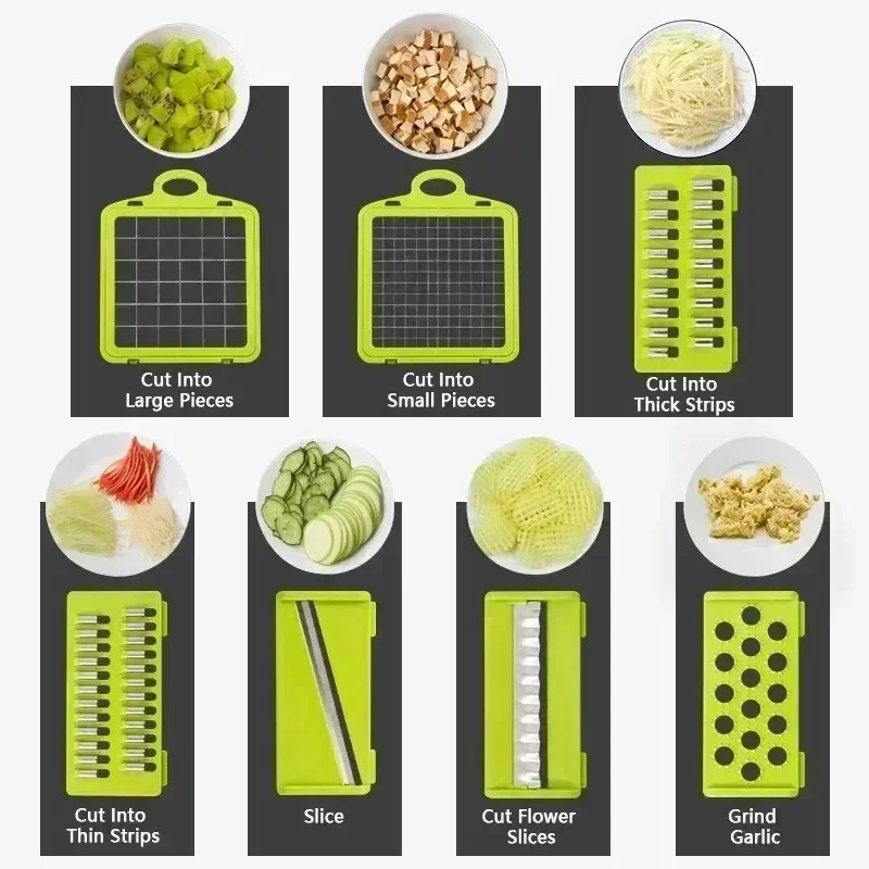 Vegetable Chopper 14/16 in 1 Multifunctional Vegetable Chopper Handle Food Grate Slicer Dicer Kitchen Items