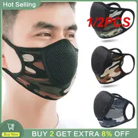 1/2PCS Colors Cycling  Breathable Mouth Mask Dust-proof Anti-ultraviolet Cotton Camouflage Masks Riding Breathanle Mesh Masks 1