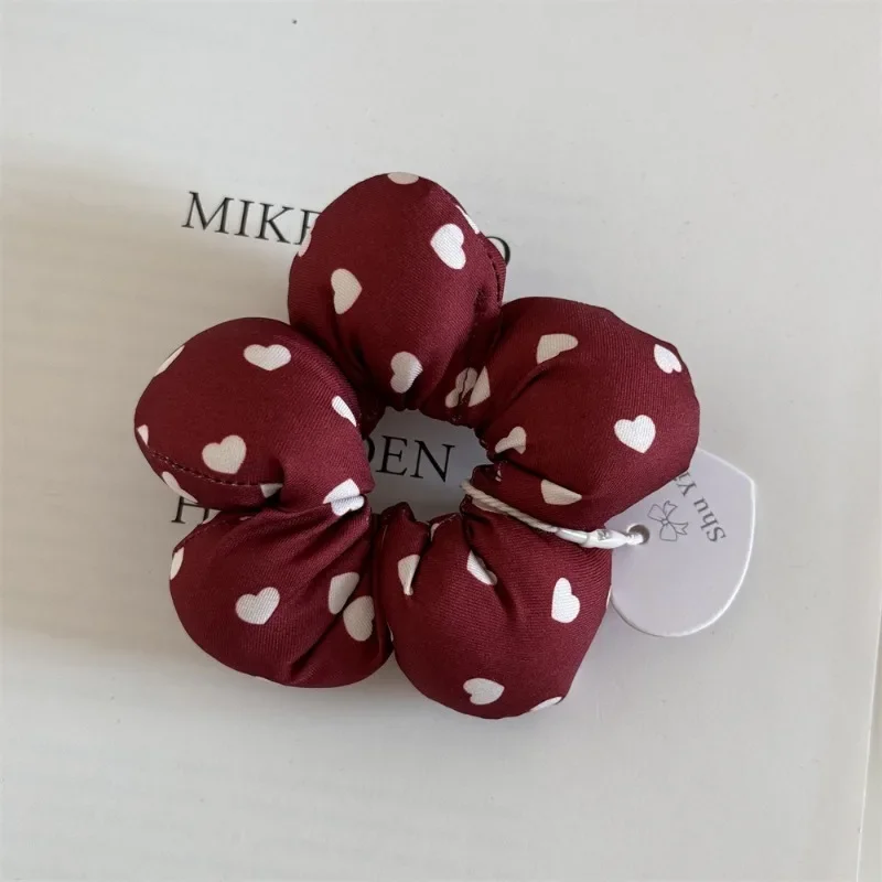 Red Cotton Cute Floral Hair Band with Bow and Plaid Design