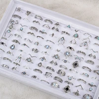 100 Pcs/Lot Bohemia Vintage Mix Style Finger Rings For Women Wholesale Gifts 2023 Fashion Jewelry 2