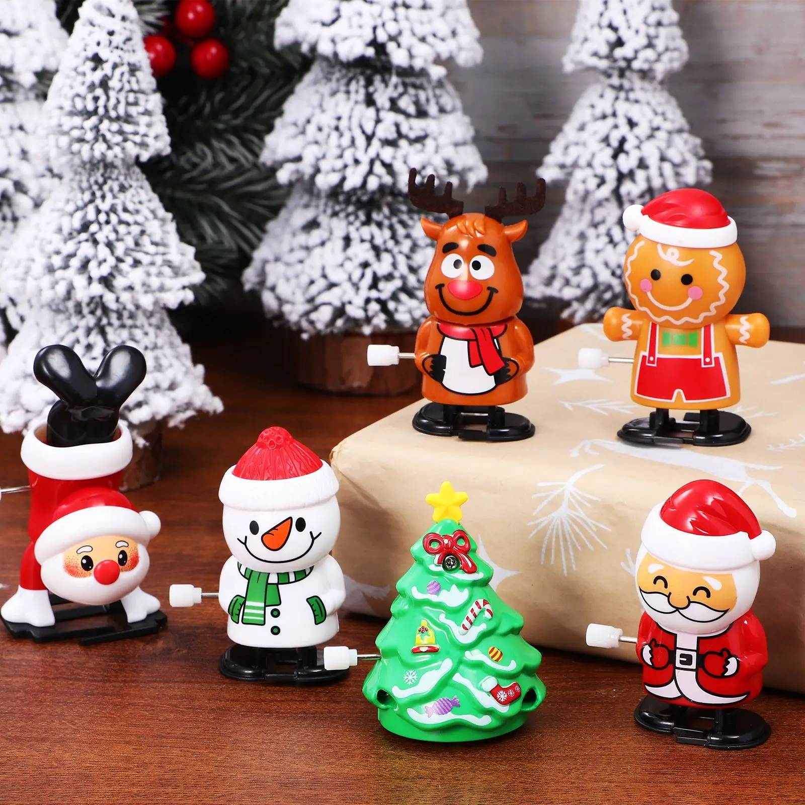 4/6/8/12pcs Christmas Party Supplies Funny Walking Santa Claus Snowman Elk Halloween Wind Up Kids Party Favors