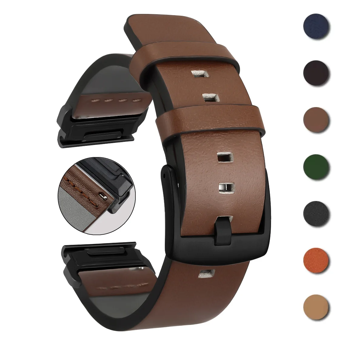 Quick Fit Leather Strap, 26mm/22mm Adjustable Band