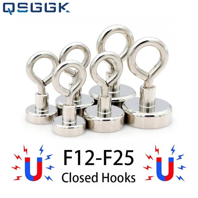 

5/10Pcs Powerful Closed Magnetic Hooks F12-F25 Household Multipurpose Kitchen Storage Hook Electroplate Practical Tidy Up Tools