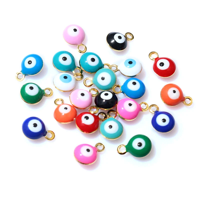 20 Stück 8,5x6mm Emaille Böse Augen Kugelanhänger Anhänger kleine DIY Schmuck Making Zubehör Erkenntnisse für Halskette Armband Ohrringe