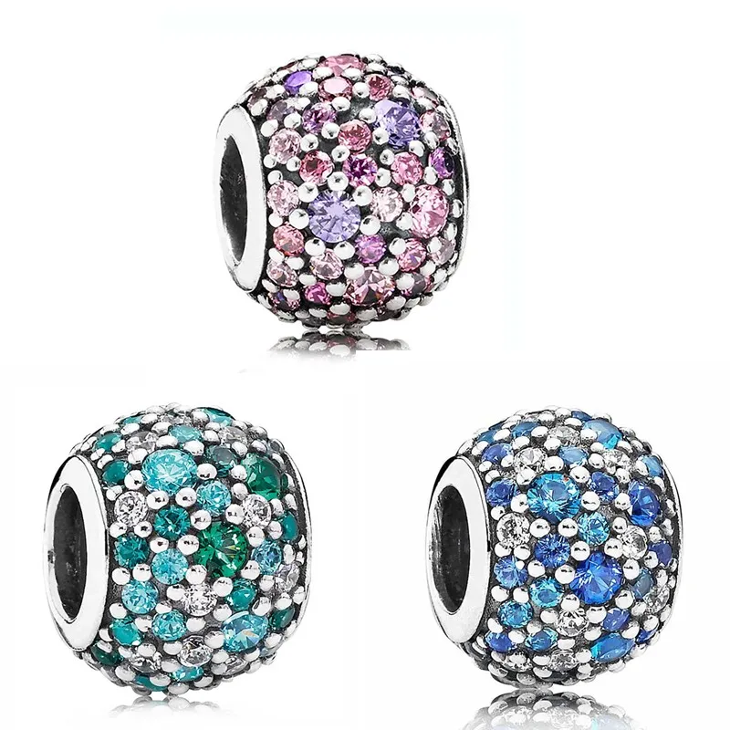

Authentic 925 Sterling Silver Moments Multicolor Mosaic Ball With Crystal Charm Fit Women Pan Bracelet & Necklace Jewelry