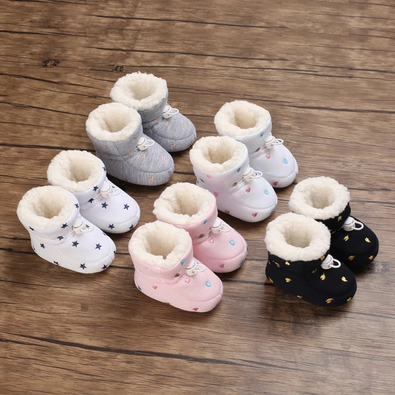 Plush Warm Kids Snow Boots Baby Boy Girl Shoes Cotton Shoes First Walkers Non-slip Infant Boot 0-18months 1