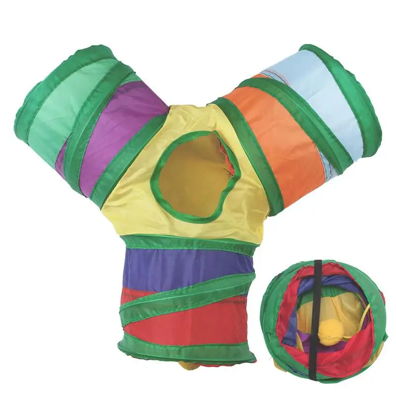 

Collapsible Cat Play Tunnel Tube Rainbow Color 3 Way Bunny Tunnel Tube Pet Accessory For Puppy Bunny Rabbit Hamster For Playing