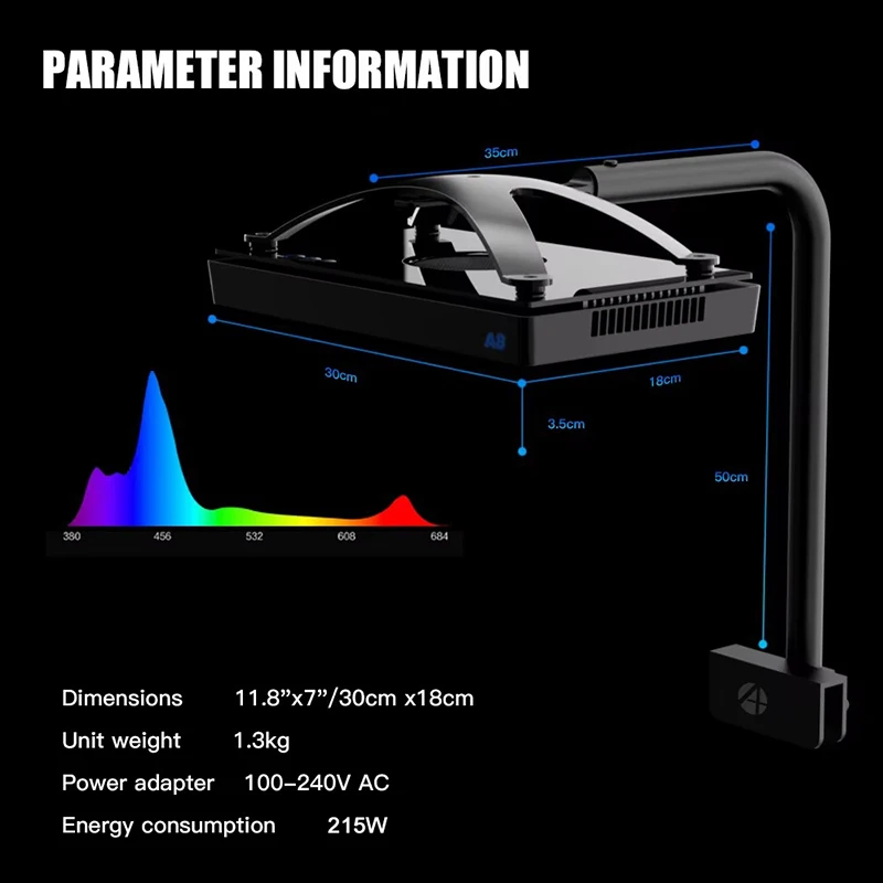 A8SE II 240W LED 풀 스펙트럼 WiFi 앱 스마트 컨트롤 고출력 산호초 수족관 조명