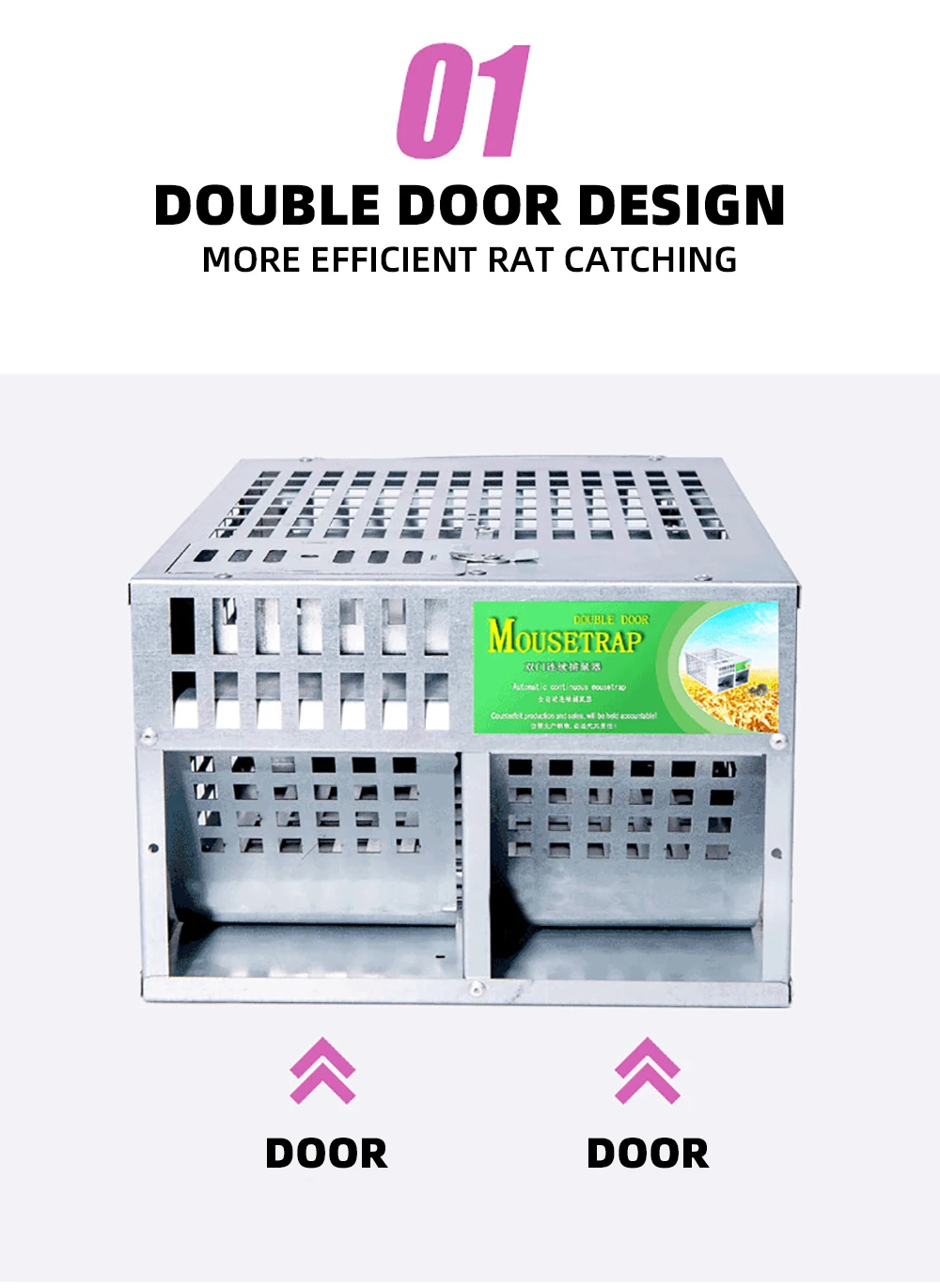 Dropship Dual Door Rat Trap Cage Humane Live Rodent Dense Mesh Trap Cage  Zinc Electroplating Mice Mouse Control Bait Catch With 2 Detachable U  Shaped Rod to Sell Online at a Lower