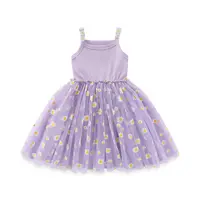 Robe d'été coréenne pour filles de 0 à 6 ans, jolie robe à bretelles en maille à motif marguerite pour bébés et enfants, idéale pour la plage et les vacances 5