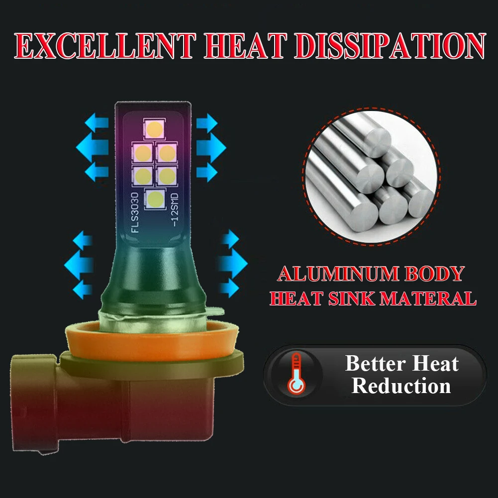 H8/H11 LED Canbus Headligts Auto Fog Lamps 6000K 2800LM White Error Free Bulbs 12V 2Pcs Car Accessories led light led bulb led fog light led headlight fog and headlight bulbs