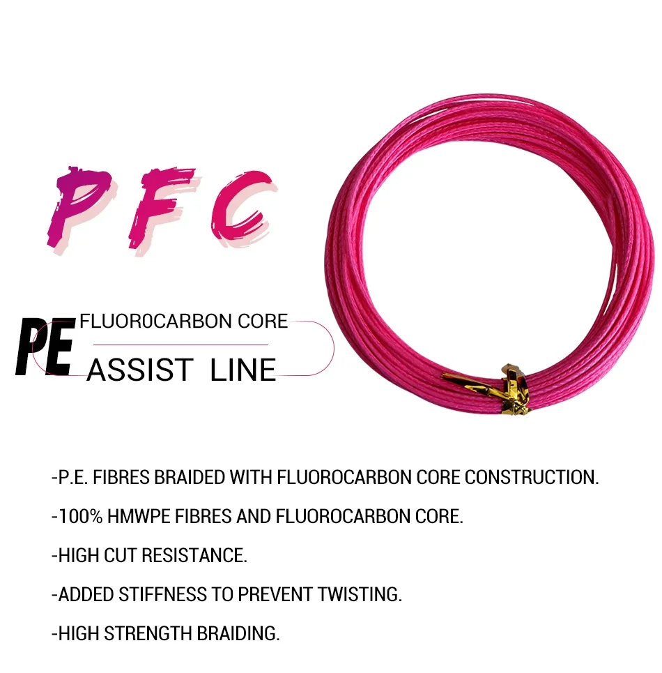 PFC 45LB 66LB 90LB Slow PE Assist Line Fluorocarbon Core Pink Fishing
