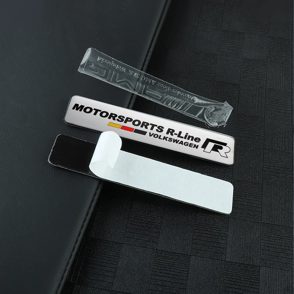 2pcs 3D Aluminum Car Body Rear Trunk Decoration Sticker Decal For Volkswagen VW Racing RLine Emblem Badge Auto Refit Accessories
