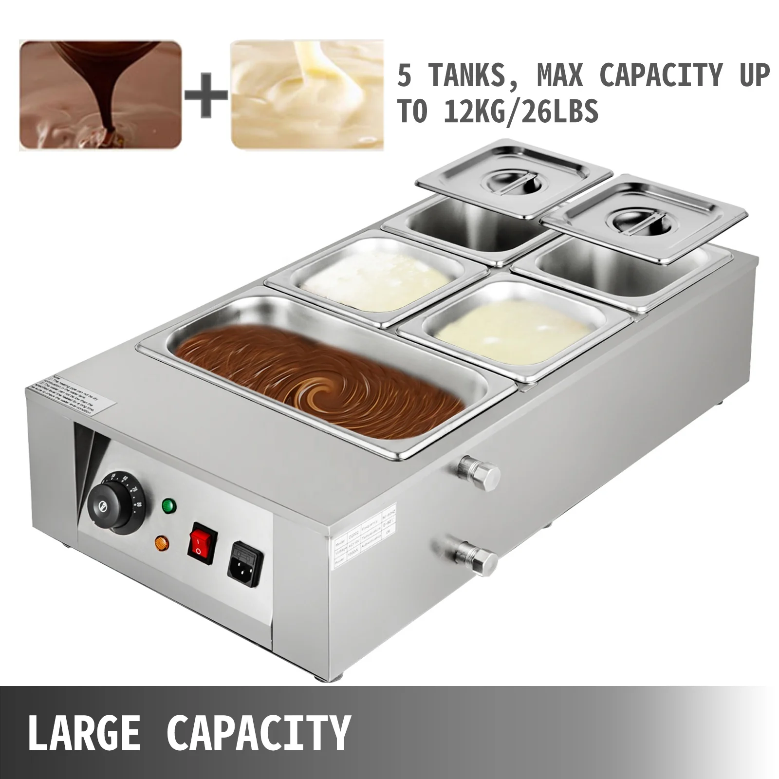 Commercial Electric Chocolate Melting Pot Machine 5Tanks Digital Control New Condition Automatic for Milk Fruit Processing 2