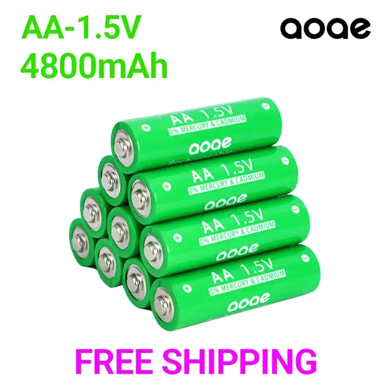 

Rechargeable AA battery, alkaline, 1.5V, 4800mAh: suitable for flashlight, toy watch, wireless mouse, keyboard, alarm clock, etc