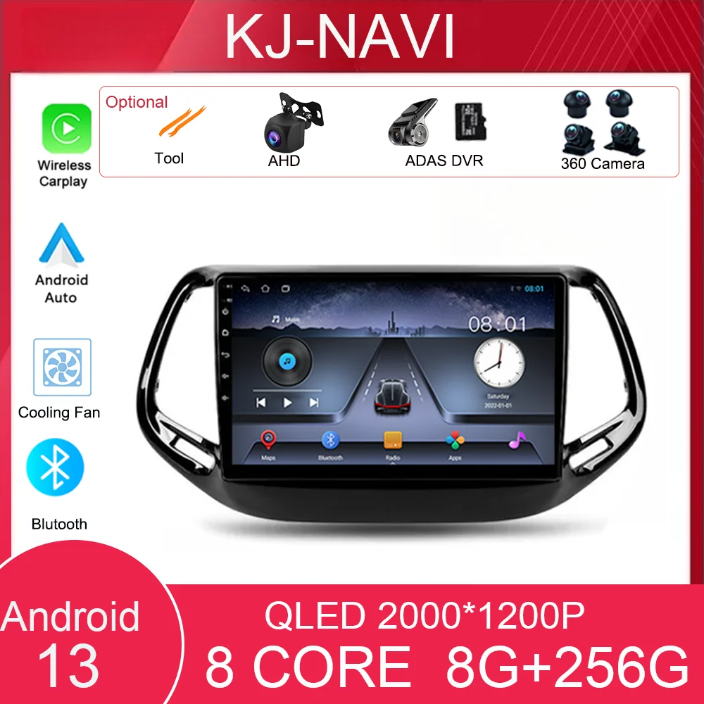 

Carplay Smart Stereo Android 13 для Jeep Compass 2 MP 2016 - 2018 Auto 360, радиоядерная система Core, мультимедийная система Blutooth