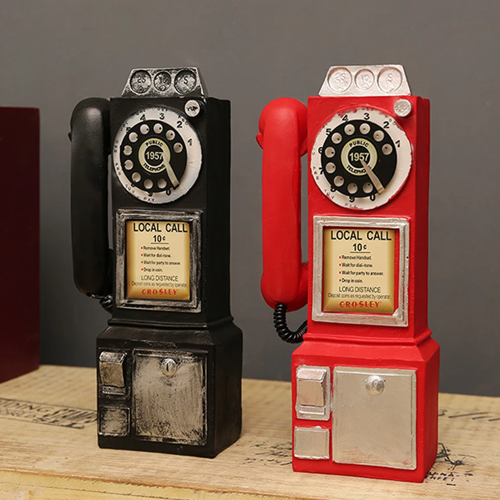 Figurka w stylu vintage - model telefonu, ozdoba do domu, rekwizyt do fotografii, retro, stary model z przewodem.