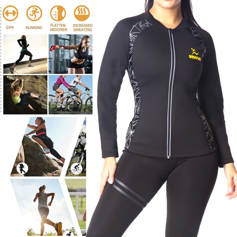 NINGMI Sauna Pants and Sauna Shirt Waist Trainer High Waist Leggings Fat Burning Body Shaper Women Body Shapewear Sauna Suit