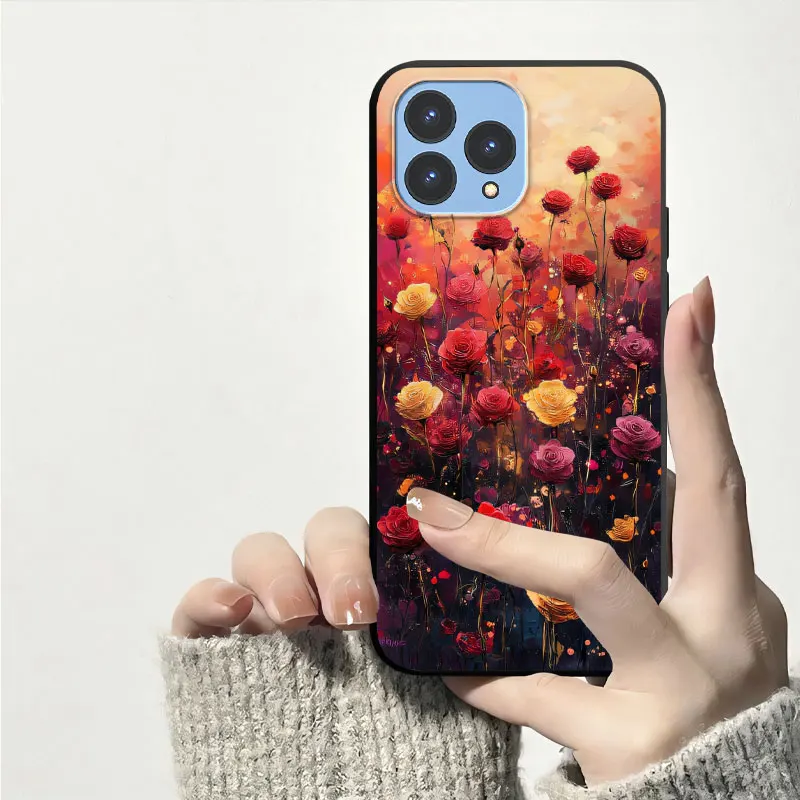 Cool Cartoon Shockproof Soft Silicone Phone Case with Floral Design