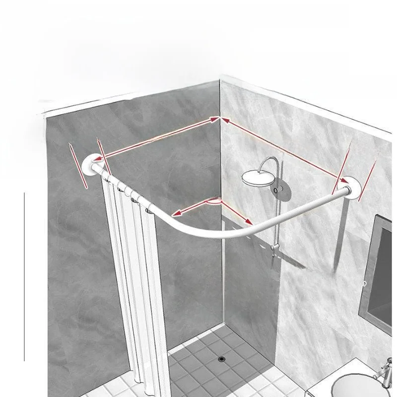 CurvedShowerCurtainRodBathroomPartitionWaterproofStainlessSteelL-ShapeU-TrackExpandableNo-DrillingRequired-AliExpress15