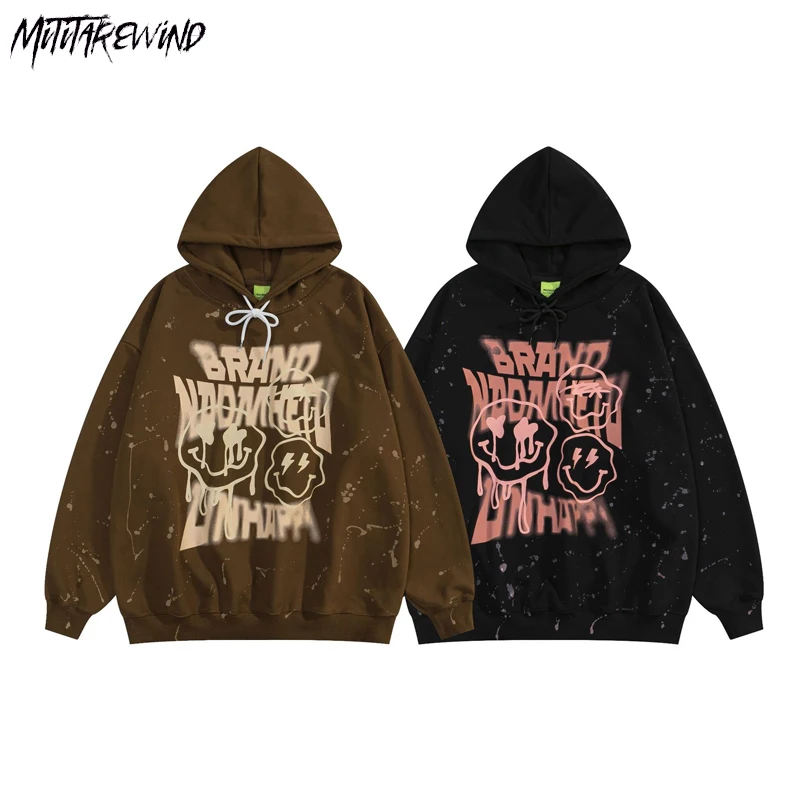 

Fashion Casual Streetwear Hooded Couple Long Sleeve Graphic Autumn Winter Loose Oversized High Street Harajuku Hip Hop Sweaters